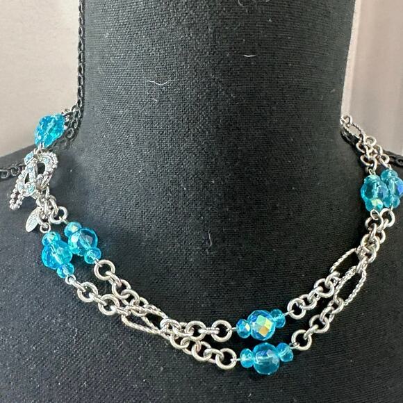 Kirks Folly Toggle Clasp Silver Necklace & Aurora Borealis Crystal Beads. - Picture 1 of 15